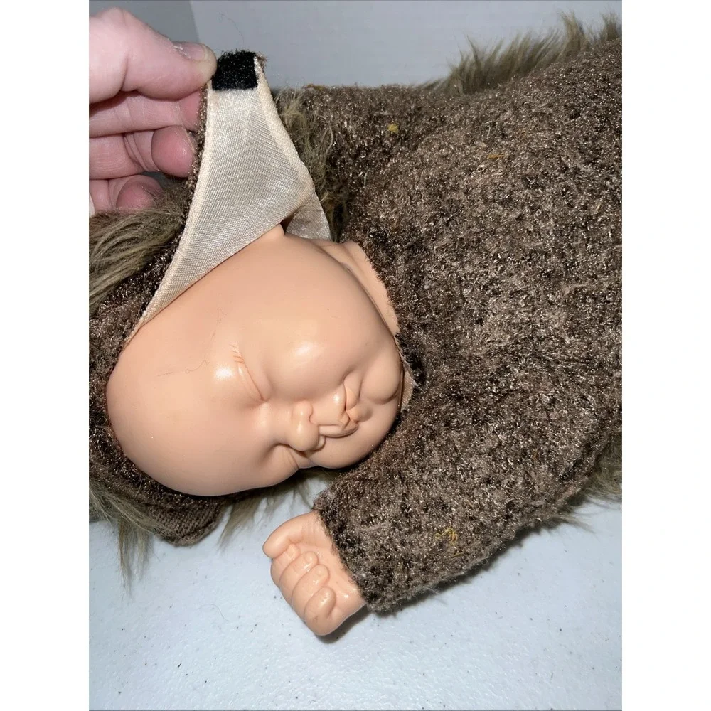 Vintage Anne Geddes Hedgehog Sleeping Baby Doll Plush 16